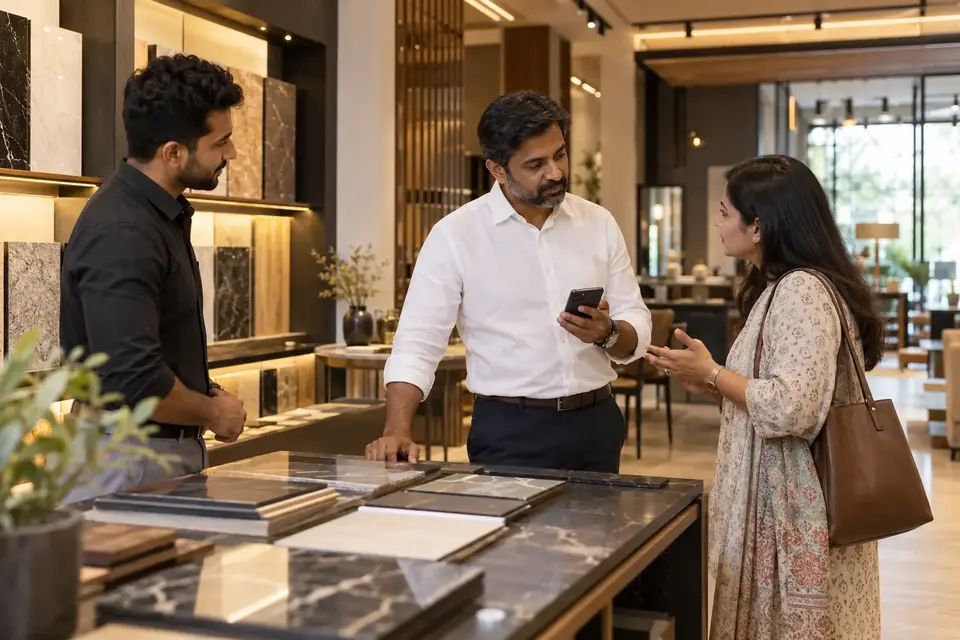 Local business owner welcoming customers